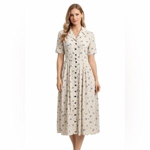 Belle Madison Floral Button-Down Cream Dress size M